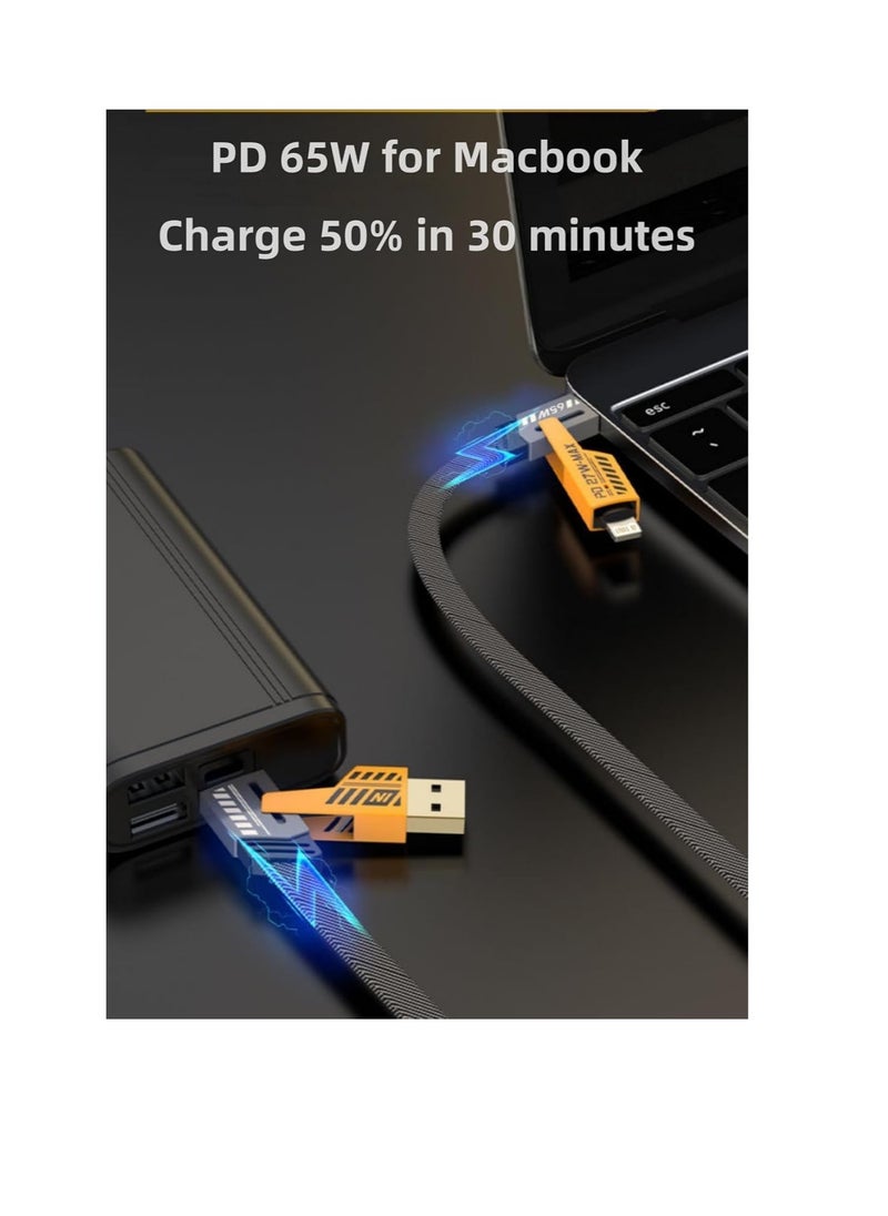 Generic - Multi Use USB Charging Cable 4-in-1, 65W, Universal Fast Charging Cable, USB A to C, USB C to C, USB C to L, and USB A to L - Image 1