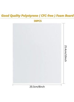 BPA 30 Pack Foam Boards 10In X8In Prefer 0.2In Thick Polystyrene Foam Sheet White Poster Boards For Crafts Projects Photo Framing Art Display  - Image 2
