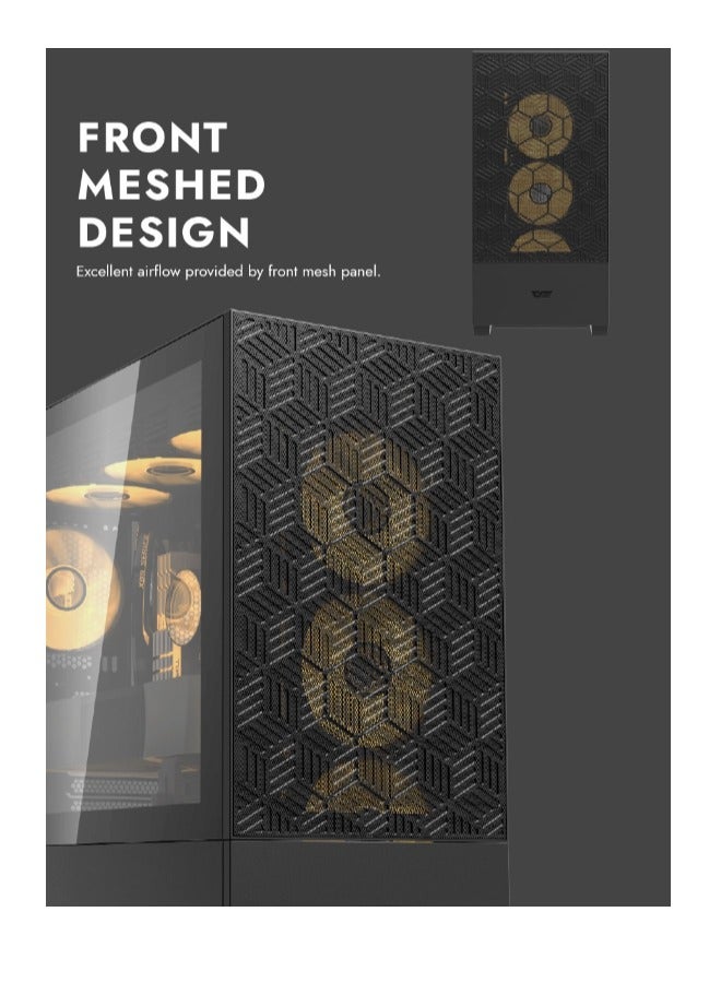 حافظة ألعاب Darkflash DF5000 Mesh ATX/MATX/ITX، لوحة أمامية شبكية، تدعم مشعات 360 مم، منفذ USB Type-C، 3*SSD، خزانة ألعاب مُقسّاة - Image 2