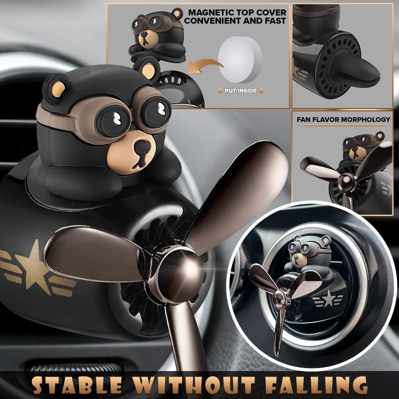 LEGLO Bear Pilot Car Air Freshener Vent Clip – Airplane Car Freshener 2.1"x2.5"x2.4" | Easy Clip-On, ABS+PP | Rotating Propeller for Eliminating Odors, Long-Lasting Fragrance & Fun Addition to Your Vehicle - Image 3