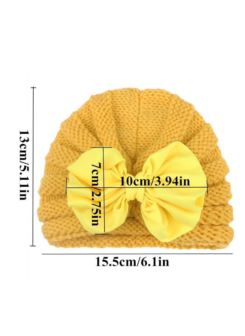 Generic 5 Pcs Baby Knitting Big Bow Hats Winter Warm Toddler Turban Infant Beanie Cap  - Image 5