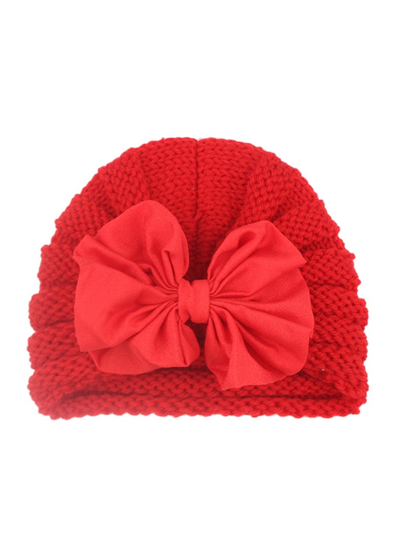 Generic 5 Pcs Baby Knitting Big Bow Hats Winter Warm Toddler Turban Infant Beanie Cap  - Image 3
