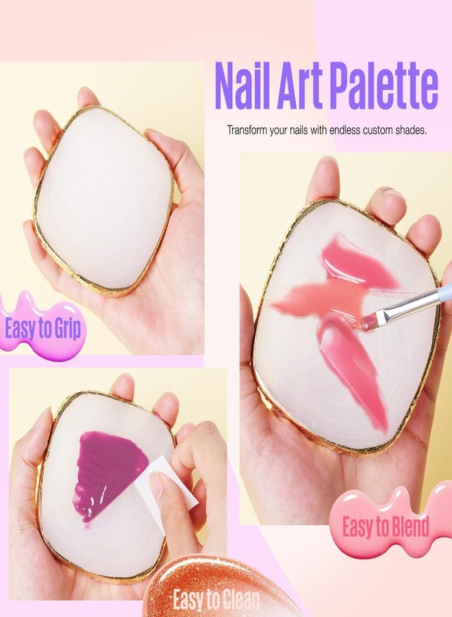 MEFA Nail Art Brushes Set, 8 Pcs Nail Brushes for Nail Art and Nail Art Palette with Polish Brush, Extension Gel Brush, Liner Brush, Carved Brush, Dotting Pen, Builder Brush, Fan Brush for Home Salon - Image 4