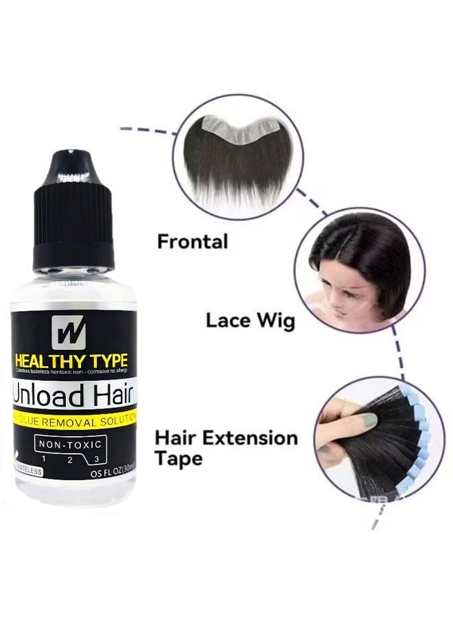 Walker Tape 2PCS special hair extension glue and remover, quickly removes glue from hair extensions, thin silicone wig glue - long-lasting hold polymer for lace wigs - lasts 3-4 weeks, suitable for wigs and wig systems - invisible waterproof glue (15mL glue and remover) - Image 4