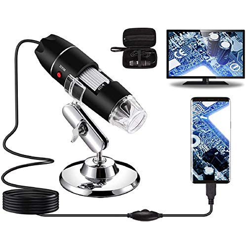 Bysameyee USB Digital Microscope 40X to 1000X, 8 LED Magnification Endoscope Camera with Carrying Case & Metal Stand, Compatible for Android Windows 7 8 10 11 Linux Mac (Not for iPhone/iPad) - Image 1
