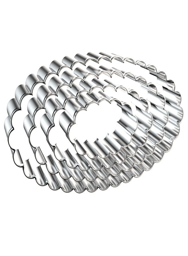 QAAQS Scalloped Edge Oval Cookie Cutter Set Large - 5 Inch, 4 Inch, 3 Inch, 2 Inch - Fluted Wavy Oval Cookie Cutters Shapes Clay Molds - Stainless Steel - Image 1
