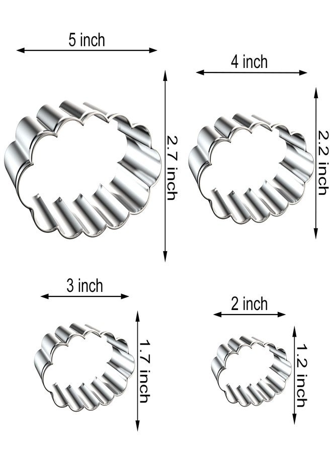 QAAQS Scalloped Edge Oval Cookie Cutter Set Large - 5 Inch, 4 Inch, 3 Inch, 2 Inch - Fluted Wavy Oval Cookie Cutters Shapes Clay Molds - Stainless Steel - Image 2