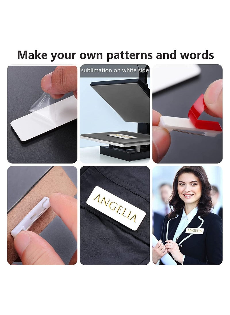 SYOSI - 16 Pieces Sublimation Name Tag DIY Blank ID Name Badge with Round Corners Pin Custom Personalized Name Tag for School, Office (1.5 x 3 inch) - Image 1