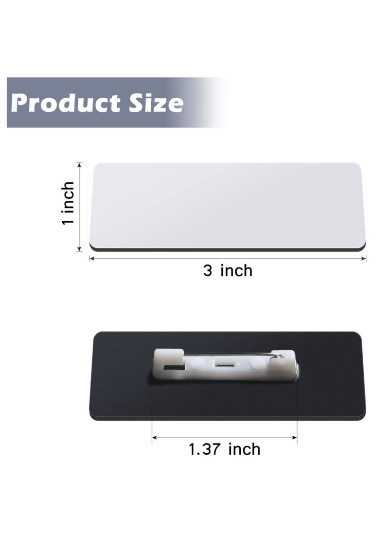 SYOSI - 16 Pieces Sublimation Name Tag DIY Blank ID Name Badge with Round Corners Pin Custom Personalized Name Tag for School, Office (1.5 x 3 inch) - Image 1