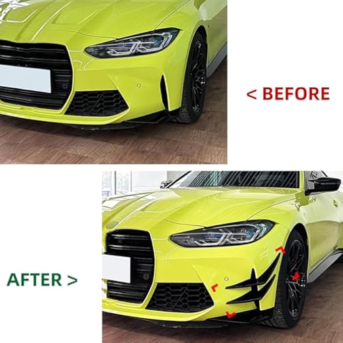 Brilluxa Front Bumper Splitter Fins, Compatible with M3 M4 G80 G81 G82 G83, ABS Bumper Spoiler Canards, Lightweight Body Trim 4PCS (Bright Black) - Image 5