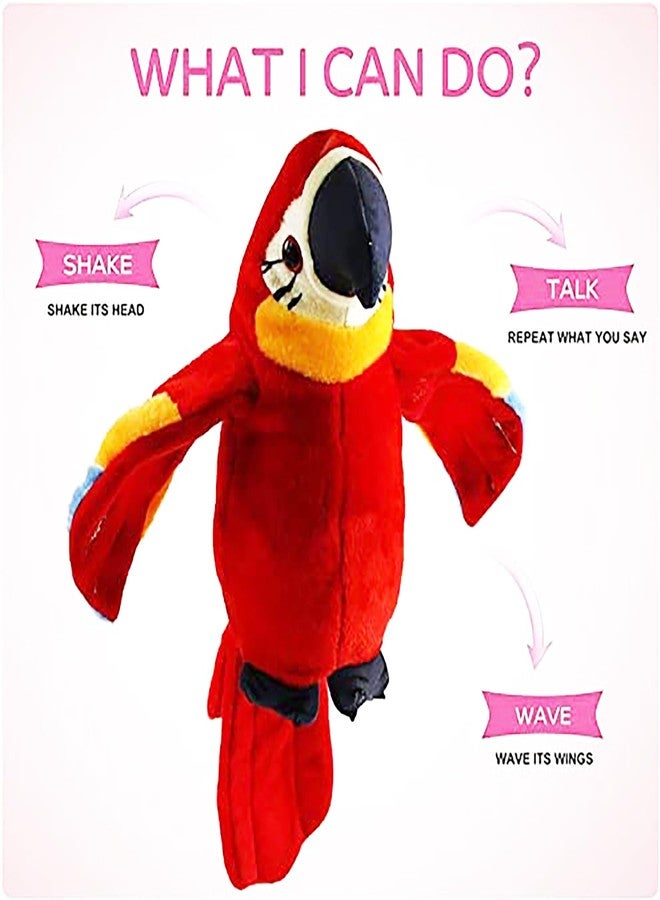 في جراسب لعبة ببغاء ناطق من VGRASSP للأطفال، مهما قلت سيكرر، مرح، تعليمي، مساعد جيد يجلب لك السعادة! لعبة ببغاء قطيفة ناطقة (مطبوع باللون الأحمر) - Image 4
