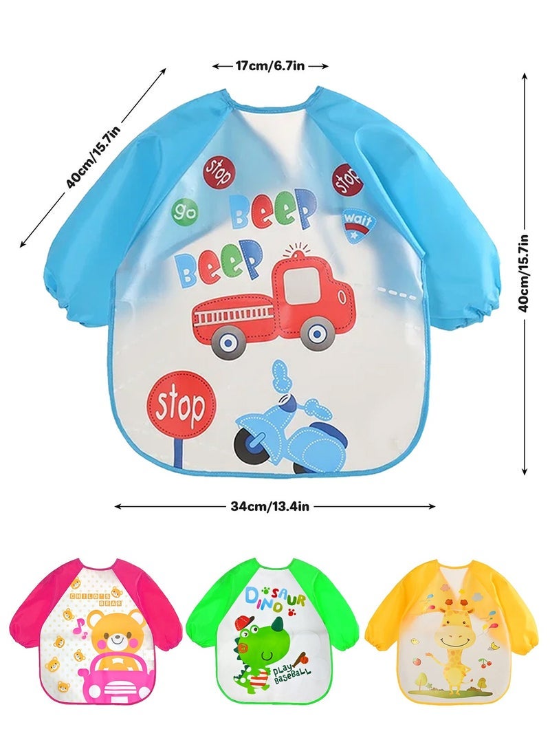 URbazaar 4 Pack Long Sleeve Bib,Baby Toddler Waterproof Sleeved Bib for 6-30 Months Reusable with Catch-all Pocket - Image 2