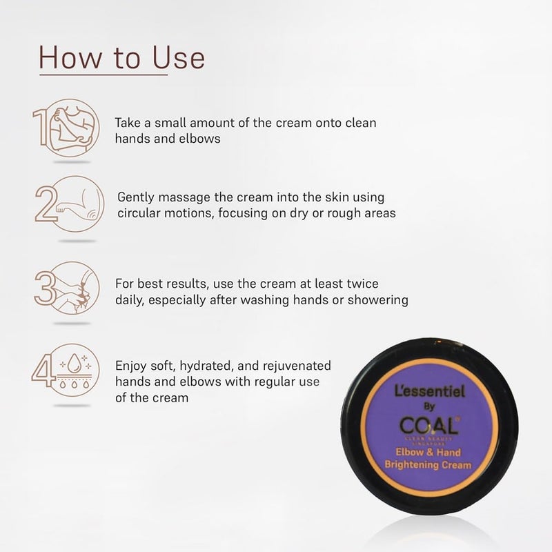 COAL CLEAN BEAUTY COAL Clean Beauty Elbow Hand Brightening Cream with Lactic Glycolic Acid Hydrates Nourishes Skin Men unisex All Skin Types 15g - Image 3