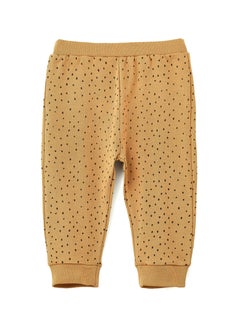 Warm Brown Knitted Cotton Pants with Polka Dots for Toddlers