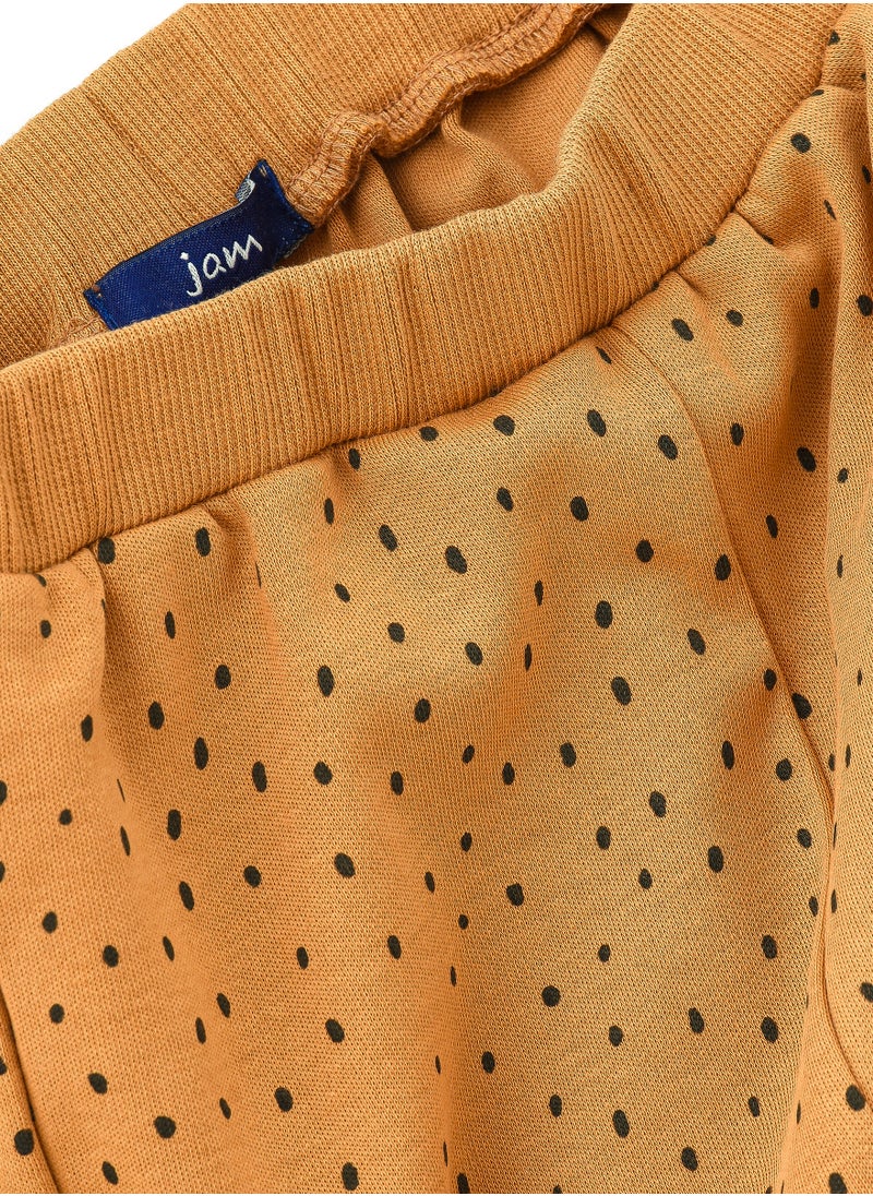 JAM Warm Brown Knitted Cotton Pants with Polka Dots for Toddlers  - Image 4