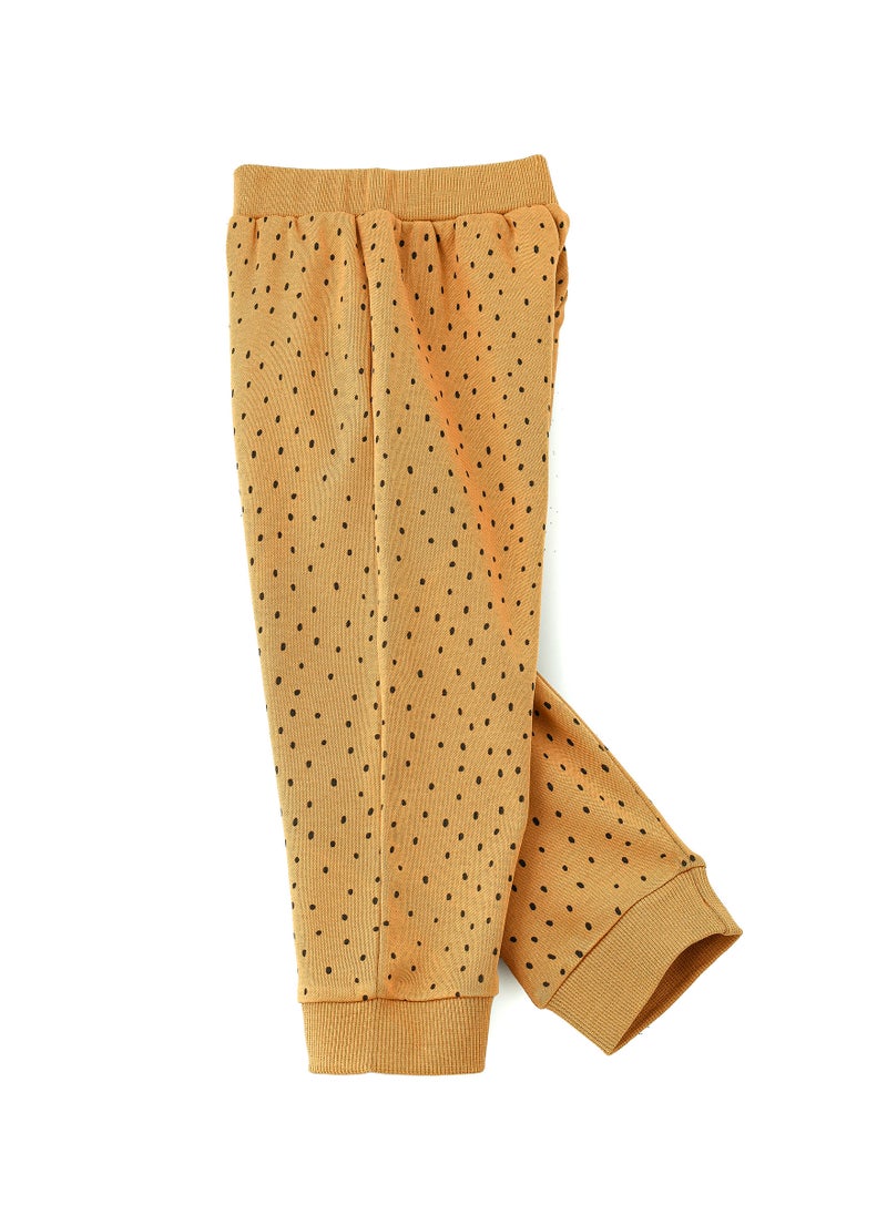 JAM Warm Brown Knitted Cotton Pants with Polka Dots for Toddlers  - Image 3