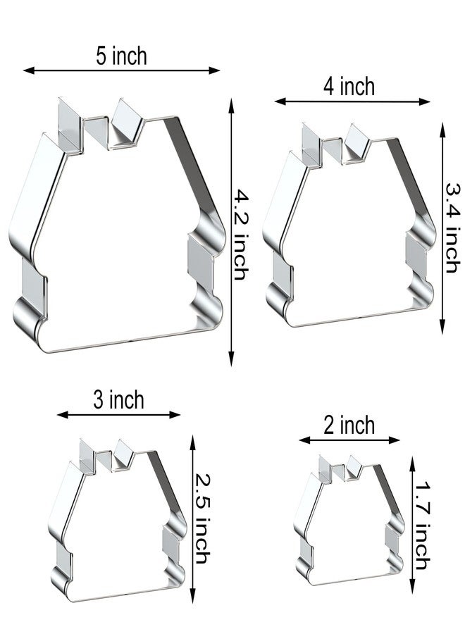 QAAQS Gingerbread House Cookie Cutter Set with Chimney Large - 5 Inch, 4 Inch, 3 Inch, 2 Inch - Christmas Gingerbread Cottage Cookie Cutters Shapes Molds - Stainless Steel - Image 2