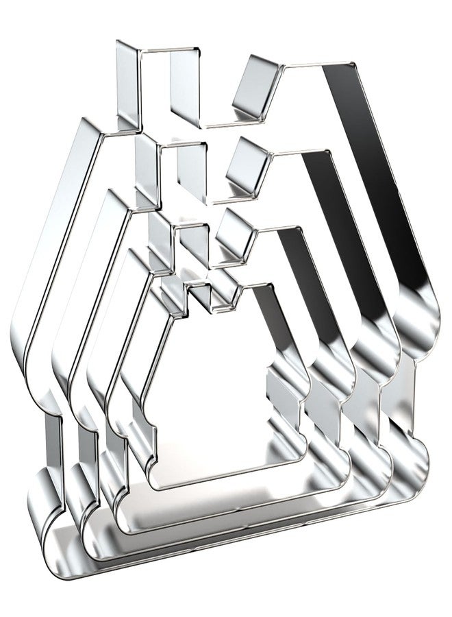 QAAQS Gingerbread House Cookie Cutter Set with Chimney Large - 5 Inch, 4 Inch, 3 Inch, 2 Inch - Christmas Gingerbread Cottage Cookie Cutters Shapes Molds - Stainless Steel - Image 1