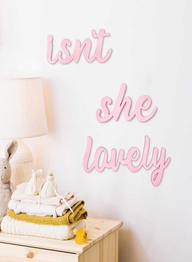 AOCEAN Wood Sign Boho Decor Isn’t She Lovely Wall Art Bedroom Baby Girl Princess Room Nursery Shelf Home Decoration (Pink) - Image 1