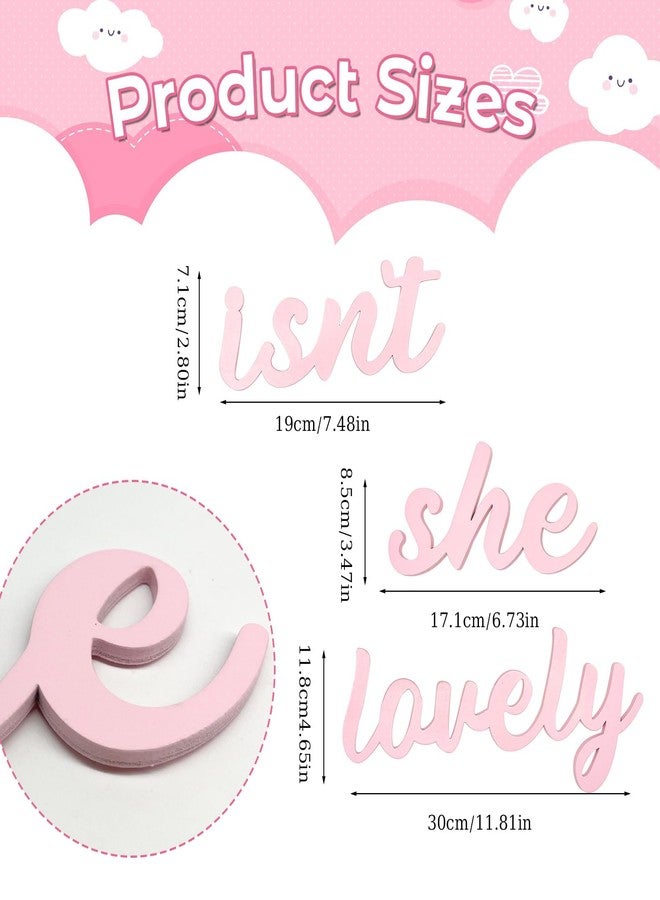 AOCEAN Wood Sign Boho Decor Isn’t She Lovely Wall Art Bedroom Baby Girl Princess Room Nursery Shelf Home Decoration (Pink) - Image 2