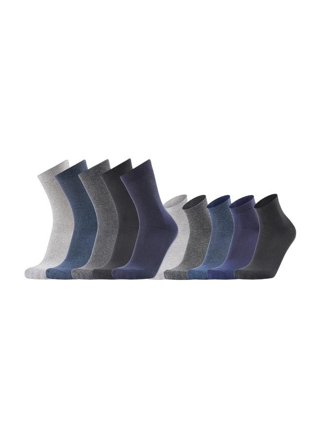 ANCHOR SOCKS Anchor Men's Crew & Ankle Length Socks Cotton Blend Breathable Stretch Comfort Pack of 10 Pairs Multicoloured - Image 1