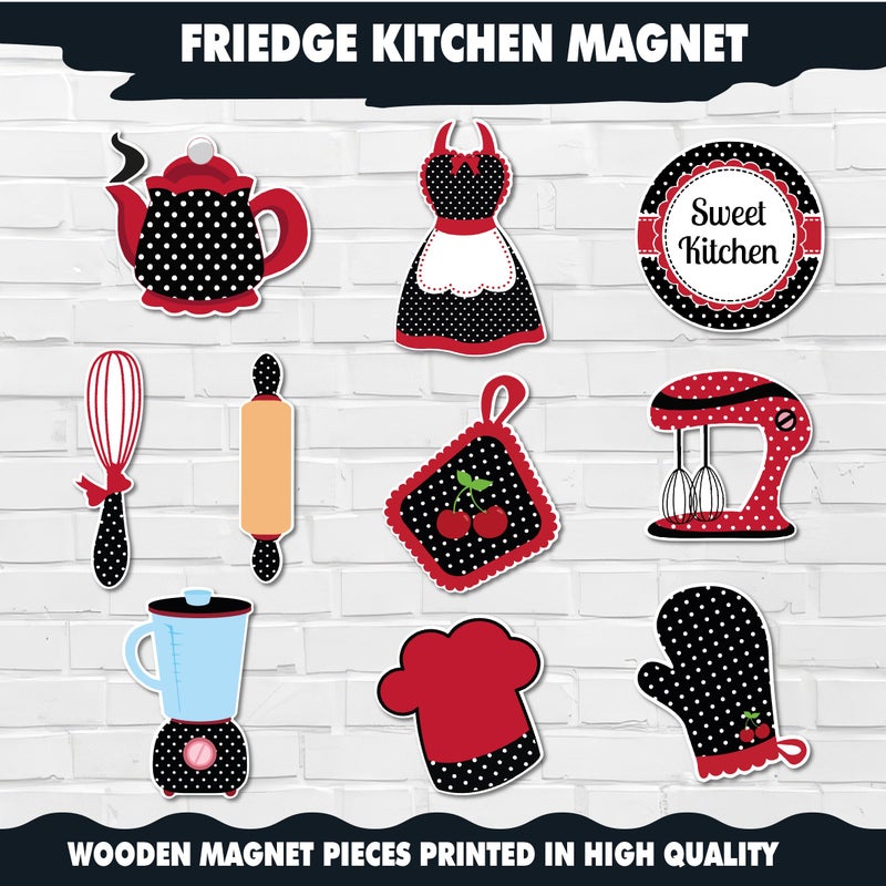 Fridge Magnet, Red Chief Magnets Collection 10 Pieces, Magnetic Fridge Decor, Decorative Magnets, Strong Magnet, Magnetic Stickers, Fridge Magnet Set, Cute Refrigerator Magnets - Image 2