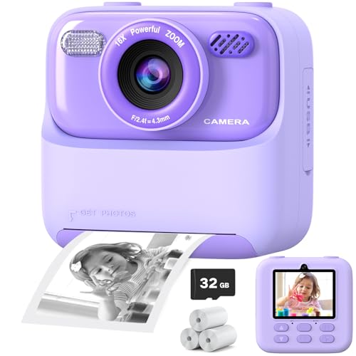 Cimizi Kids Instant Digital Cameras for Boys and Girls 1080P HD DualLens Selfie Digital Camera with Print Paper 32G Card Christmas Birthday Gifts Toys for Toddler and Teenagers Age 316 Years Old - Image 1