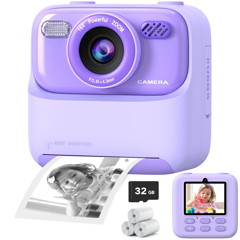 Cimizi Kids Instant Digital Cameras for Boys and Girls 1080P HD DualLens Selfie Digital Camera with Print Paper 32G Card Christmas Birthday Gifts Toys for Toddler and Teenagers Age 316 Years Old - Image 2