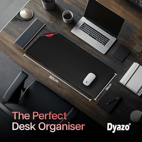 Dyazo Vegan PU Leather Desk Mat | Waterproof & Desk Pad | Anti-Slip, Dual-Sided Design | Perfect for Office, Remote Work, or Gaming (800mm x 300mm) Black & Red - Image 2