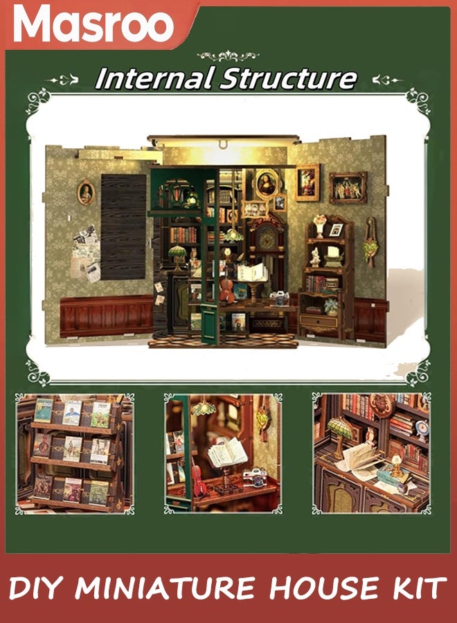 Masroo Book Nook Kit, DIY Miniature House Room Kit for Adult Activity Mini Puzzle Booknooks Bookshelf Library Decor Gifts for Women Teenagers Craft Lovers（OWL Bookstore） - Image 2