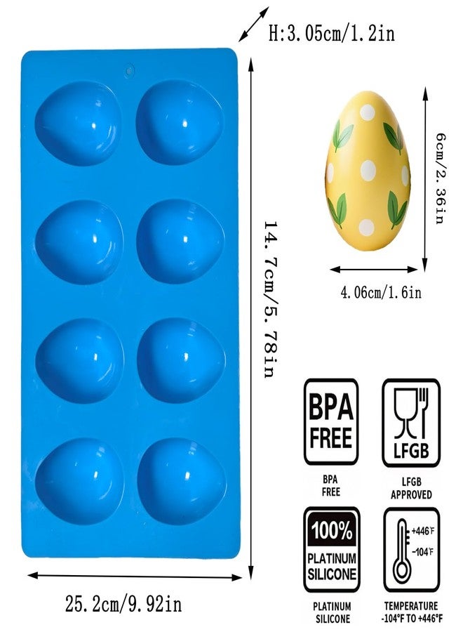 Ahorasky 8-Cavity Easter Egg Shape Silicone Molds - 3Pcs Silicone Egg Molds for DIY Cake Decoration, Chocolate, Candy, Jello, Pastry, Muffin, Bread, Ice Cube - Image 2