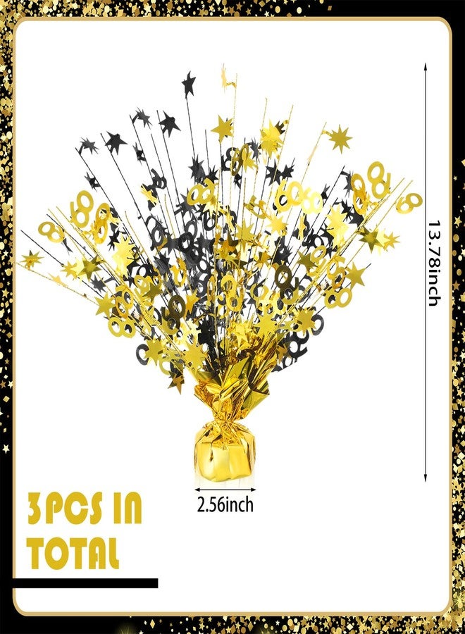 جيجكسين 3 قطع زينة طاولة عيد الميلاد الستين، قطع مركزية لطاولة عيد الميلاد الستين، بريق ذهبي معدني، زينة ذكرى الزواج الستين، لوازم حفلات باللونين الأسود والذهبي، حفلة عيد ميلاد الستين، 14 بوصة - Image 2