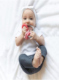 BUMKiNs Bumkins Teething Freezer Toys for Babies, Baby Toy Keys Rings, Teething Baby Relief, Babies 3 Months Up, Teether Bracelet with Charms, Freezable Platinum Silicone  - Image 2