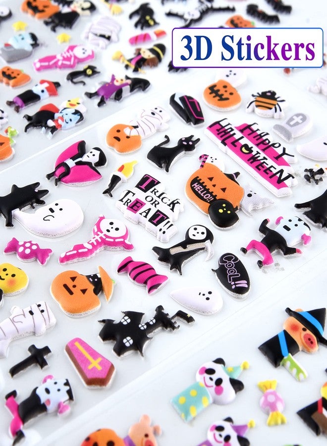 ASTARON 3D Halloween Stickers - 8 Sheets, 300 Puffy Stickers with Witch, Skull, Pumpkin, Ghost Designs for Decorations & Party Favors - Image 3