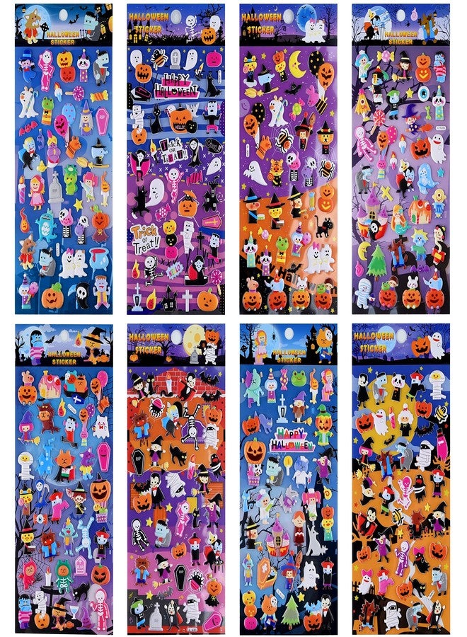 ASTARON 3D Halloween Stickers - 8 Sheets, 300 Puffy Stickers with Witch, Skull, Pumpkin, Ghost Designs for Decorations & Party Favors - Image 2