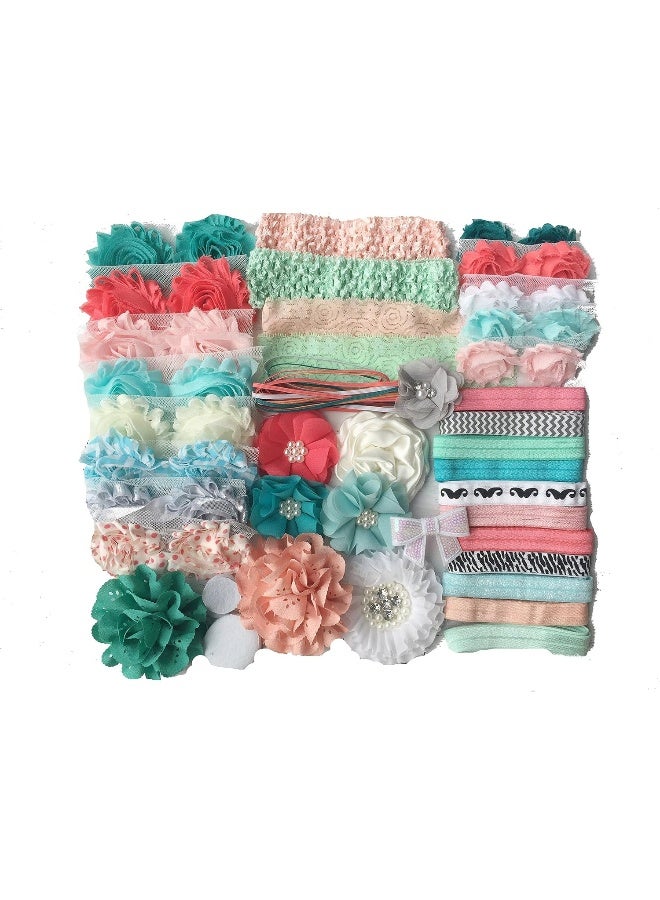 Bowtique Emilee Baby Shower Headband Kit DIY Headband Kit makes over 30 Headbands - Coral and Mint