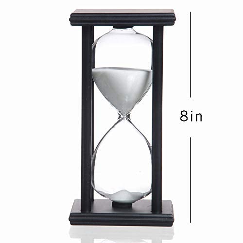 SAMLONG Hourglass 60 Minutes White Sand Timer, Black Wooden Frame Sandglass - Image 2