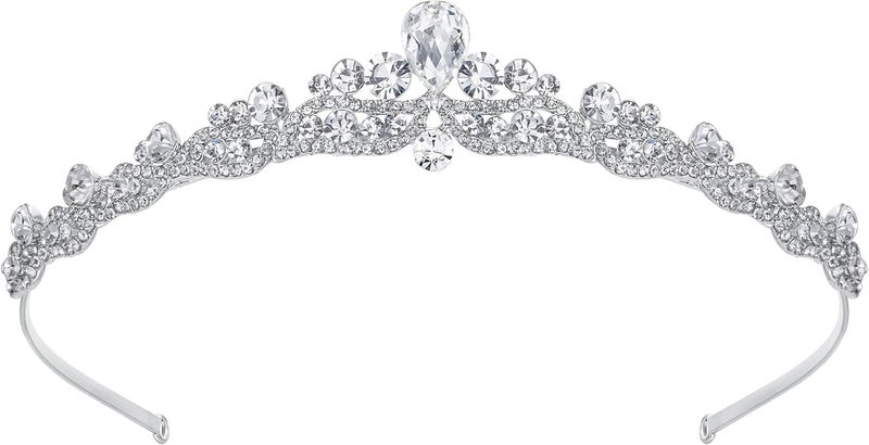 تاج شعر قطرة الماء من كريستال النمسا للنساء من إيفر فيث، شفاف بلون فضي