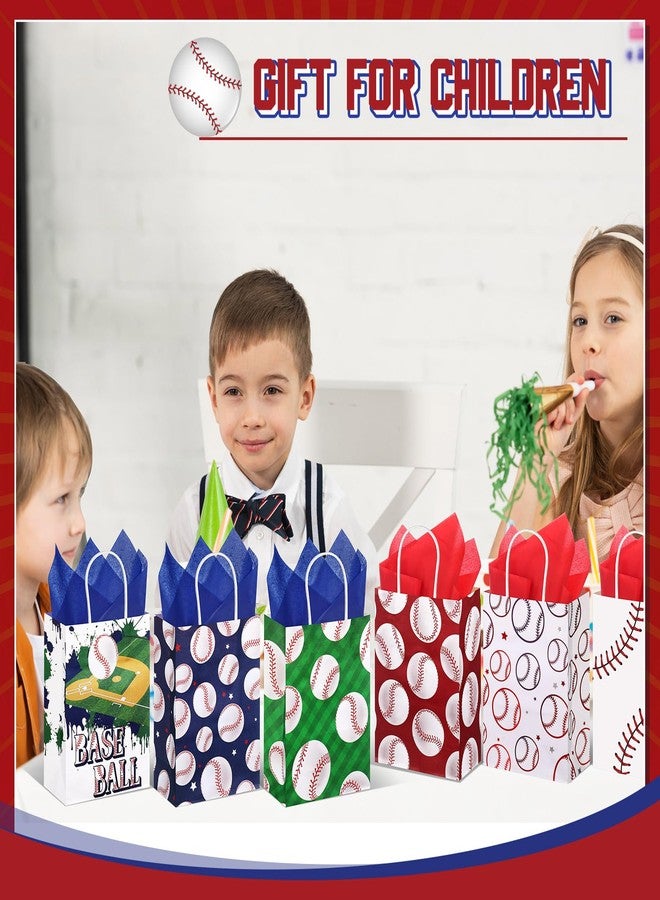 Aoriher 24 Pcs Baseball Theme Candy Bags with Tissue Paper, Sport Goodie Treats for Birthday Party Supplies Kids Boys Girls - Image 4