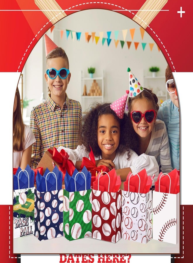 Aoriher 24 Pcs Baseball Theme Candy Bags with Tissue Paper, Sport Goodie Treats for Birthday Party Supplies Kids Boys Girls - Image 5