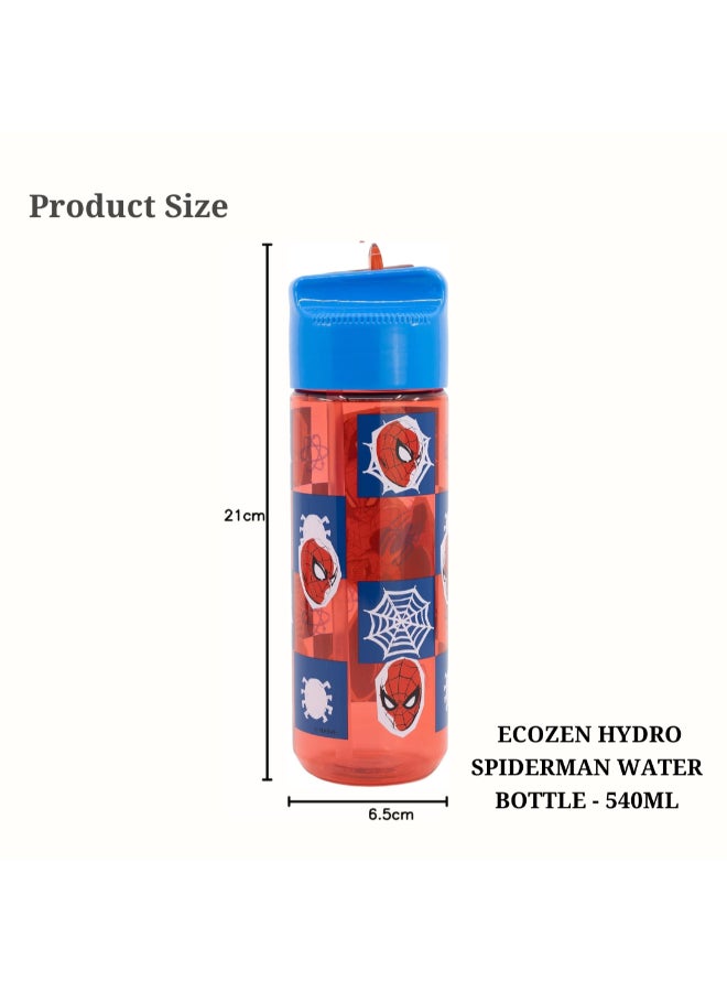 Disney Stor Spiderman Ecozen Hydro Water Bottle for Kids – 540ml BPA-Free Reusable Leak-Proof Drinking Bottle with Flip-Top Lid, Lightweight Durable School Sports Travel Bottle for Boys & Girls - Image 3