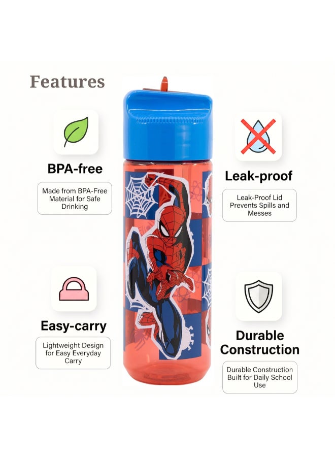 Disney Stor Spiderman Ecozen Hydro Water Bottle for Kids – 540ml BPA-Free Reusable Leak-Proof Drinking Bottle with Flip-Top Lid, Lightweight Durable School Sports Travel Bottle for Boys & Girls - Image 5