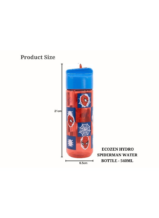 Disney Stor Spiderman Ecozen Hydro Water Bottle for Kids – 540ml BPA-Free Reusable Leak-Proof Drinking Bottle with Flip-Top Lid, Lightweight Durable School Sports Travel Bottle for Boys & Girls - Image 3