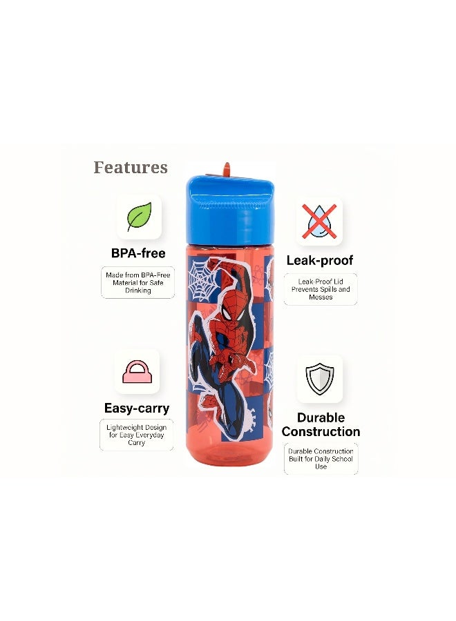 Disney Stor Spiderman Ecozen Hydro Water Bottle for Kids – 540ml BPA-Free Reusable Leak-Proof Drinking Bottle with Flip-Top Lid, Lightweight Durable School Sports Travel Bottle for Boys & Girls - Image 5
