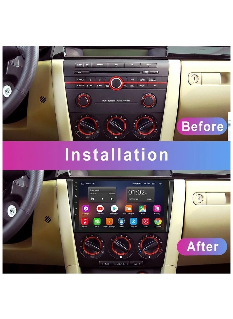 SHEZA STAR Android Car Stereo for Mazda 3 2003-2009 4GB RAM 32GB ROM Support Carplay Mirror Link Wi-Fi BT, Radio GPS Navigation, 9 Inch IPS Touch Screen with AHD Camera Included - Image 1