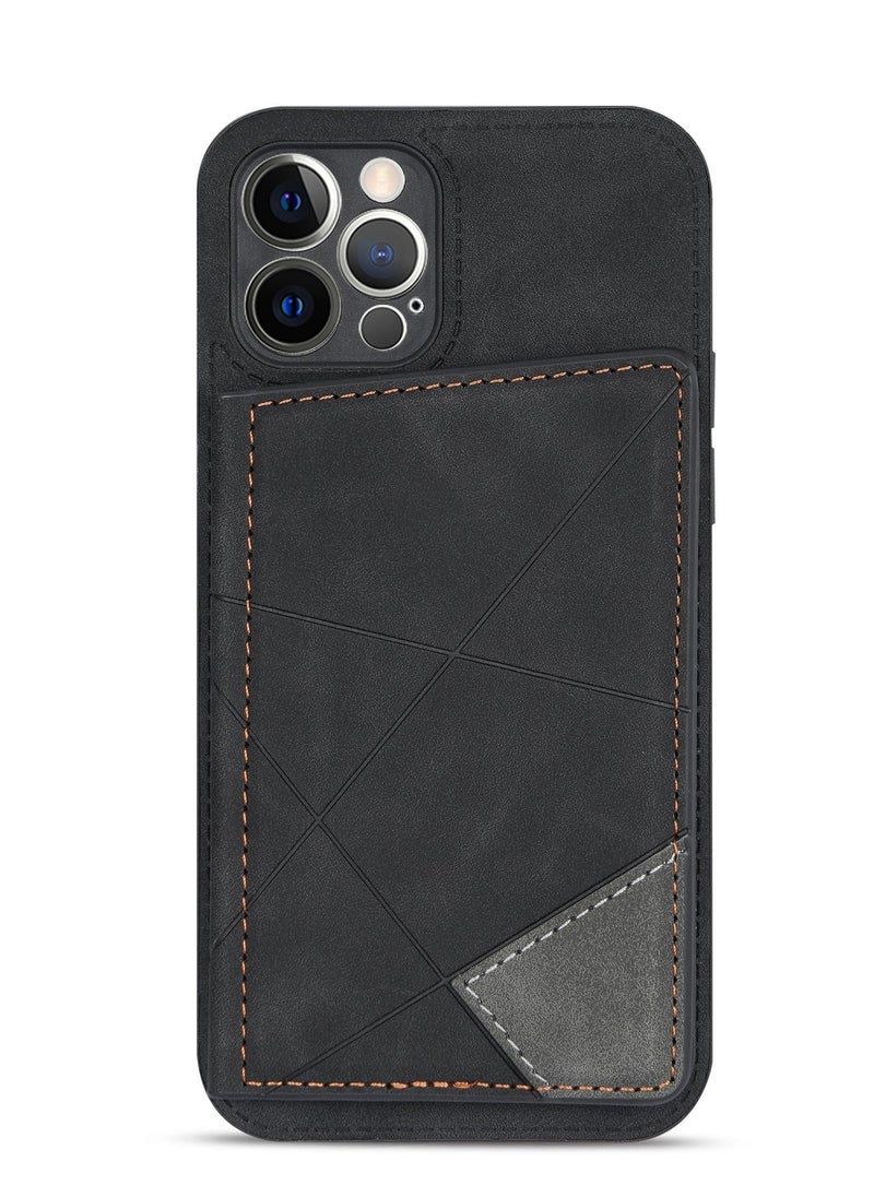 General - Suitable for Apple iPhone 15/15 Plus/15 Pro/15 Pro Max Phone Case - Line Splicing Side Stick Leather Case - Image 1