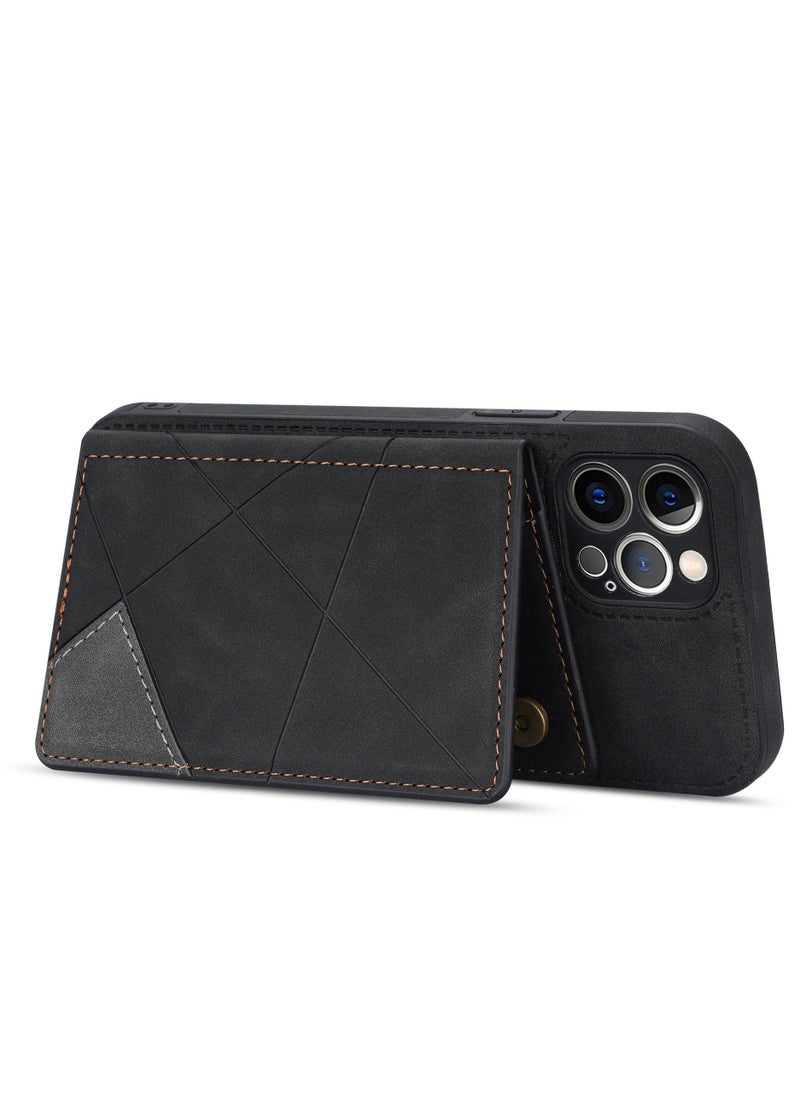 General - Suitable for Apple iPhone 15/15 Plus/15 Pro/15 Pro Max Phone Case - Line Splicing Side Stick Leather Case - Image 1