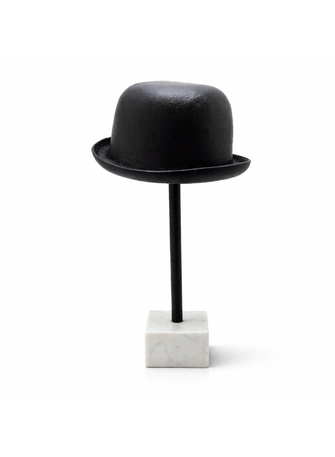 Handmade Aluminum Hat Decorative Sculpture with Natural Marble Base - Image 2