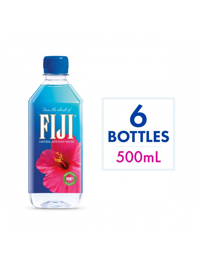 FIJI Natural Artesian Bottled Water 500 mL / 16.9 Fl Ounce (Pack of 6) - 100% Recycled Plastic - Image 2