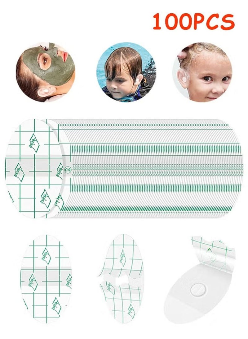 100 Pieces Transparent Baby Ear Stickers for Shower - Waterproof Newborn Sticker Disposable Patches Baby Shower Cap Ear Protection for Kid Showering Surfing Snorkeling Other Water Sport - Image 1